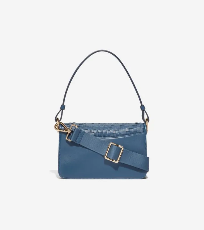 Women Shoulder Bags Cole Haan Mini Shoulder Bag Blue Wing Tealgenevieve Weave