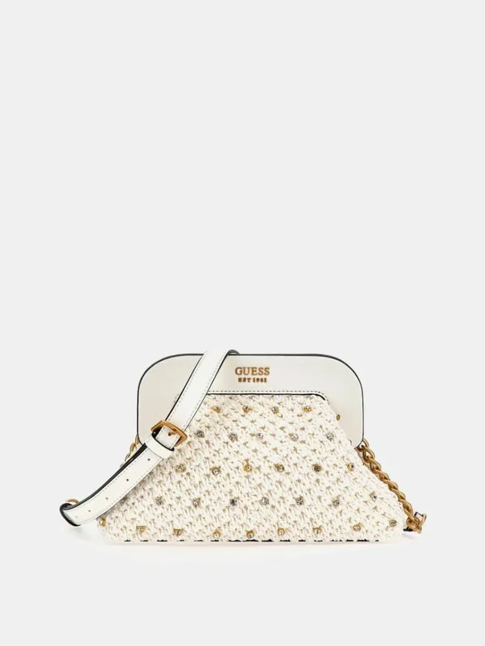 Women Sicilia Jewel Detail Crossbody White Guess Crossbody Bags