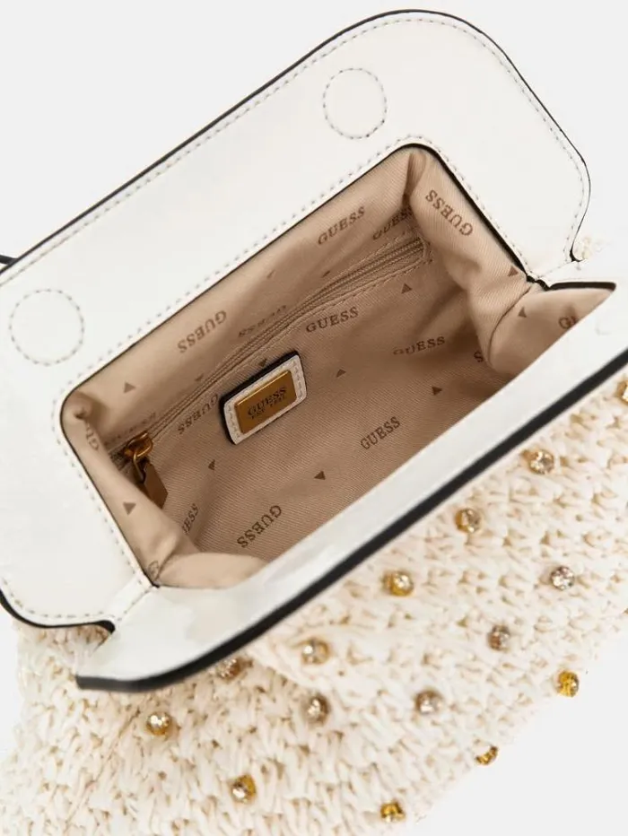 Women Sicilia Jewel Detail Crossbody White Guess Crossbody Bags