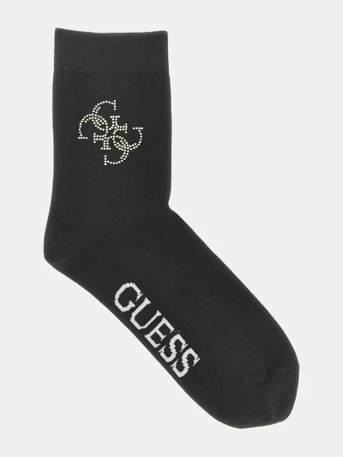 Women Side 4g Rhinestones Logo Socks Black Guess Underwear