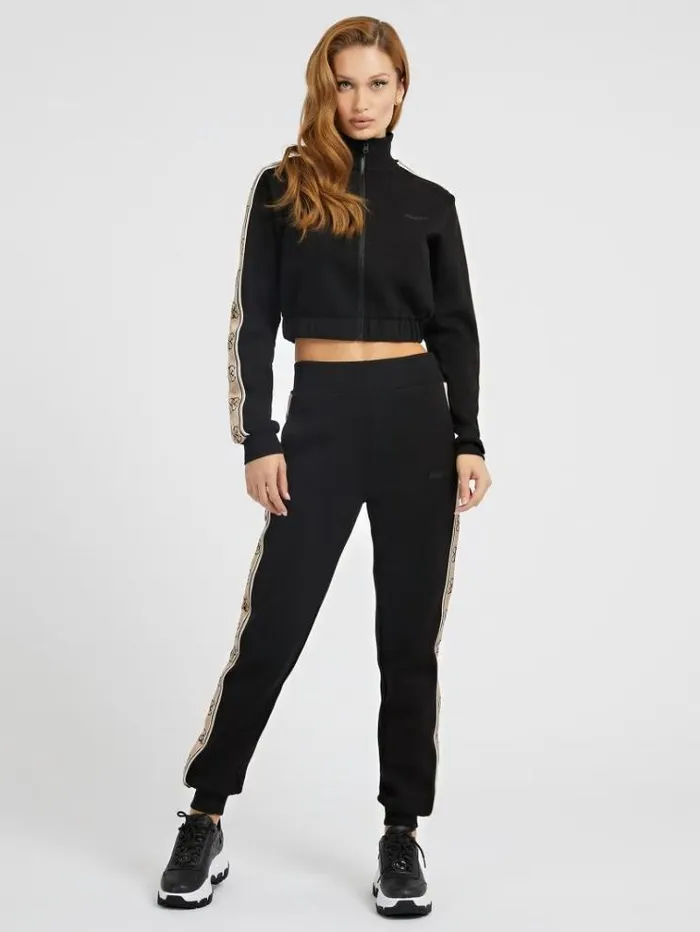 Women Side Logo Crop Sweatshirt Black Guess Knitwear And Sweatshirts