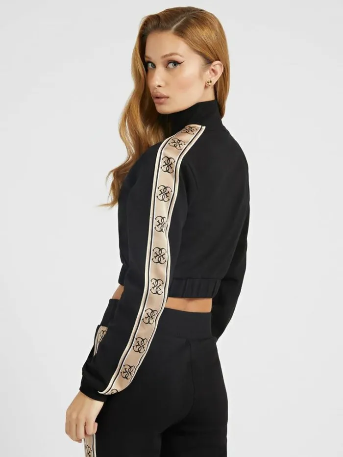 Women Side Logo Crop Sweatshirt Black Guess Knitwear And Sweatshirts