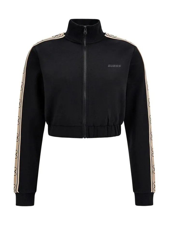 Women Side Logo Crop Sweatshirt Black Guess Knitwear And Sweatshirts