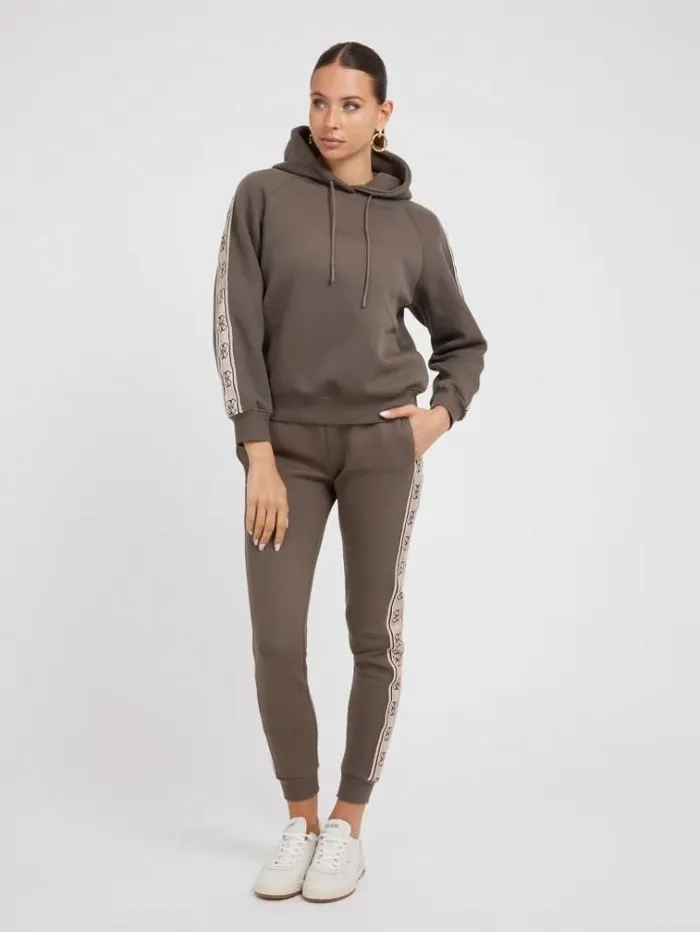 Women Side Logo Hooded Sweatshirt Brown Guess Knitwear And Sweatshirts
