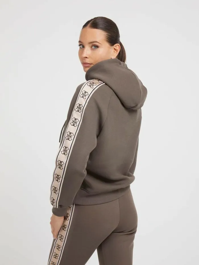 Women Side Logo Hooded Sweatshirt Brown Guess Knitwear And Sweatshirts