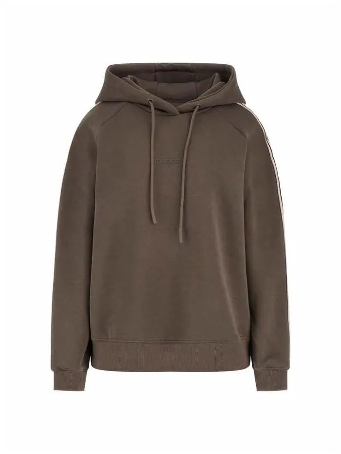 Women Side Logo Hooded Sweatshirt Brown Guess Knitwear And Sweatshirts
