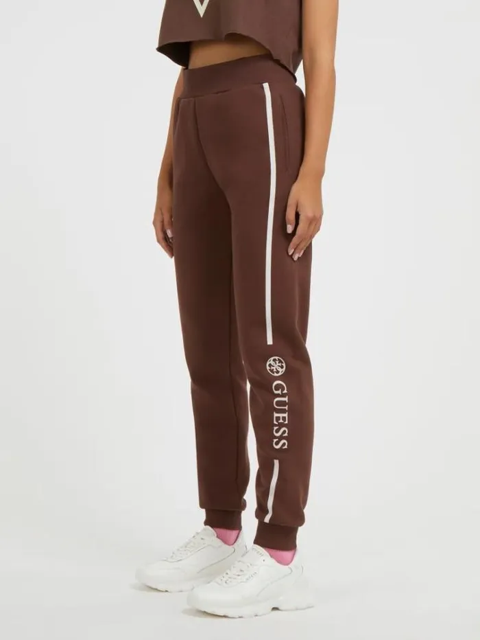 Women Side Logo Print Jogger Pants Brown Guess Activewear
