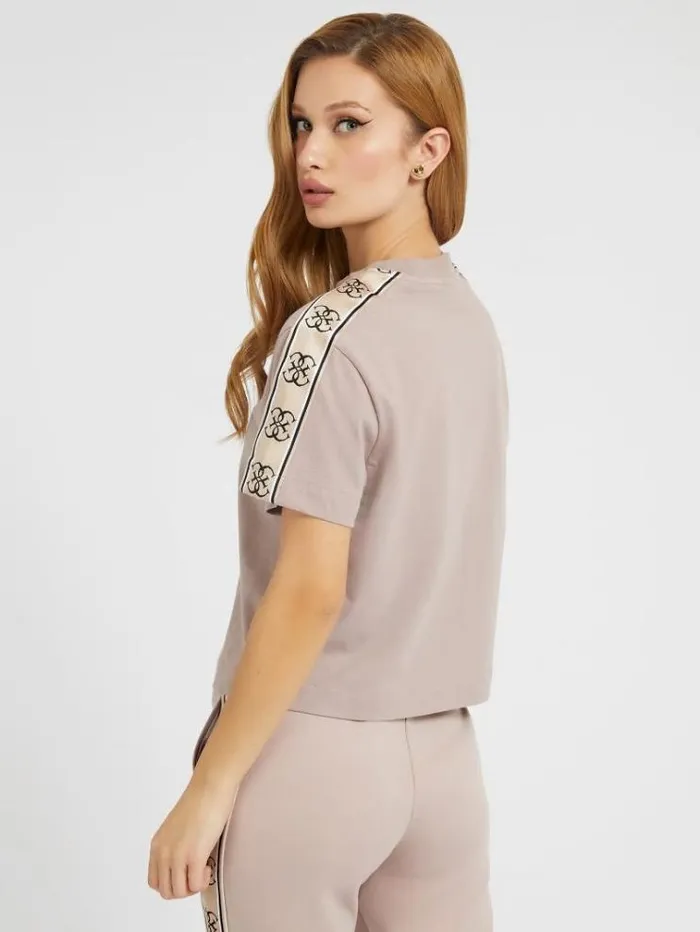 Women Side Logo Tshirt Powder Pink Guess Tshirts