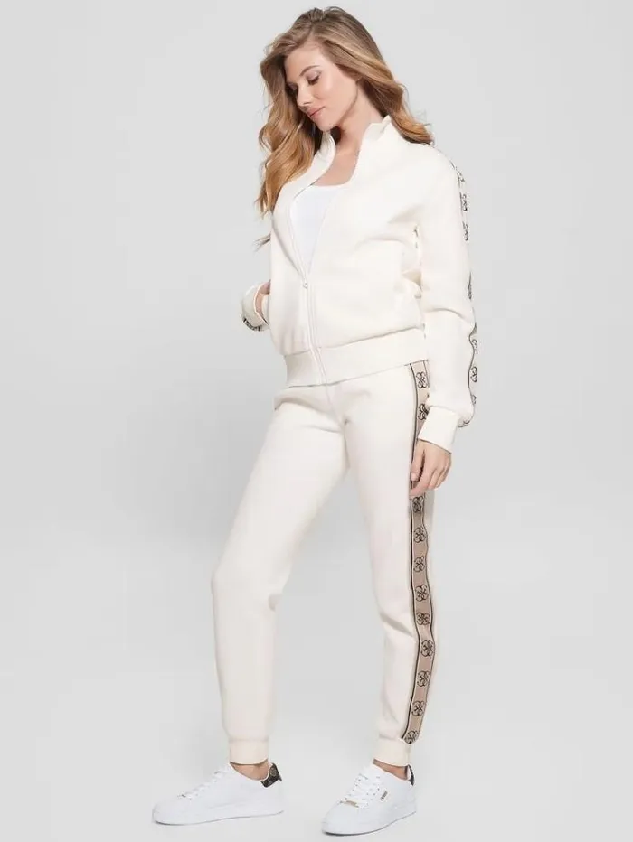 Women Side Logo Tape Sweatshirt White Guess Knitwear And Sweatshirts