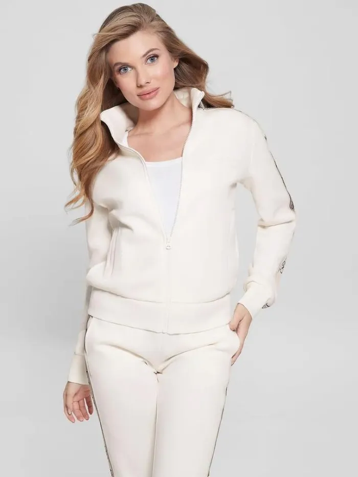 Women Side Logo Tape Sweatshirt White Guess Knitwear And Sweatshirts