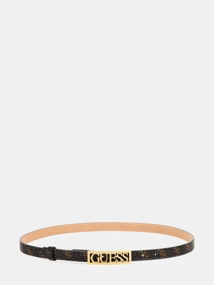 Women Silvana 4g Logo Script Belt Brown Multi Guess Belts