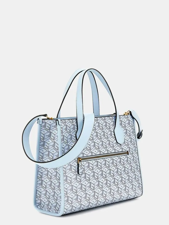 Women Silvana G Cube Logo Handbag Blue Multi Guess Handbags
