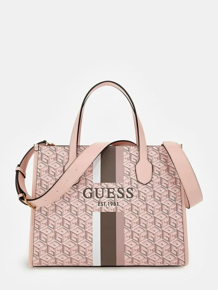 Women Silvana G Cube Logo Handbag Multi Pink Guess Handbags