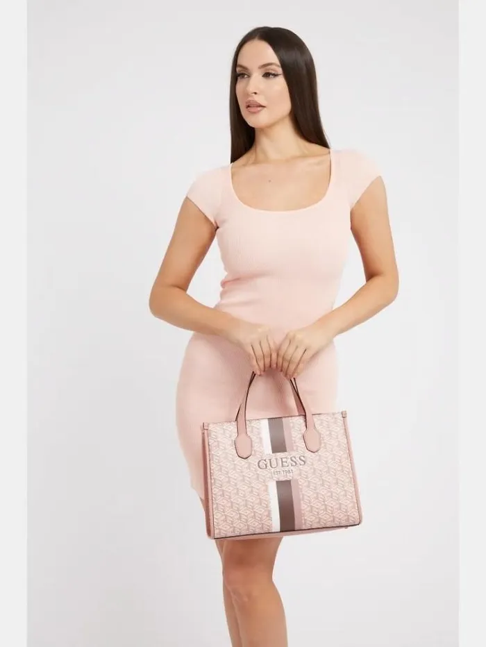 Women Silvana G Cube Logo Handbag Multi Pink Guess Handbags