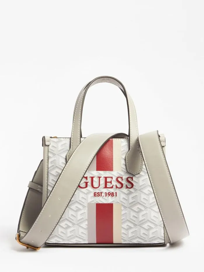 Women Silvana G Cube Logo Micro Handbag Grey Multi Guess Handbags