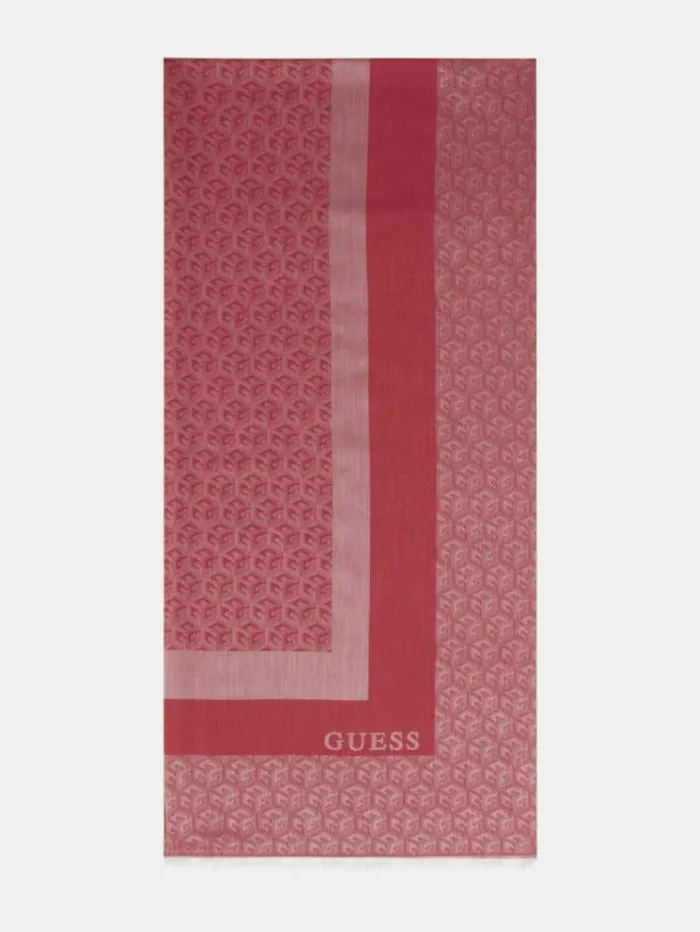 Women Silvana G Cube Logo Scarf Fuchsia Guess Scarves And Foulards