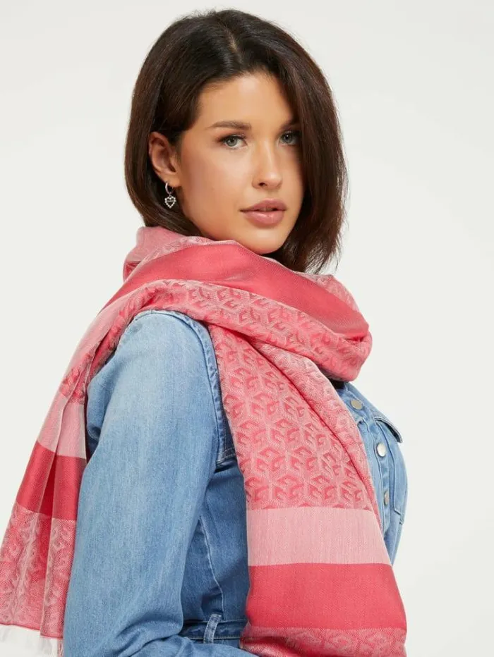 Women Silvana G Cube Logo Scarf Fuchsia Guess Scarves And Foulards