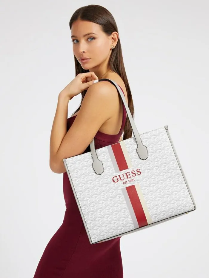 Women Silvana G Cube Logo Shopper Grey Multi Guess Shoppers