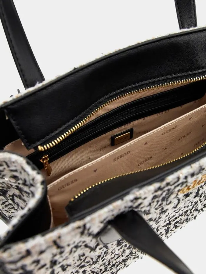 Women Silvana Tweed Handbag Black Multi Guess Handbags