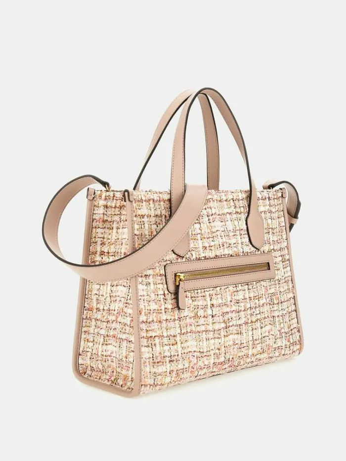 Women Silvana Tweed Handbag Multi Pink Guess Handbags