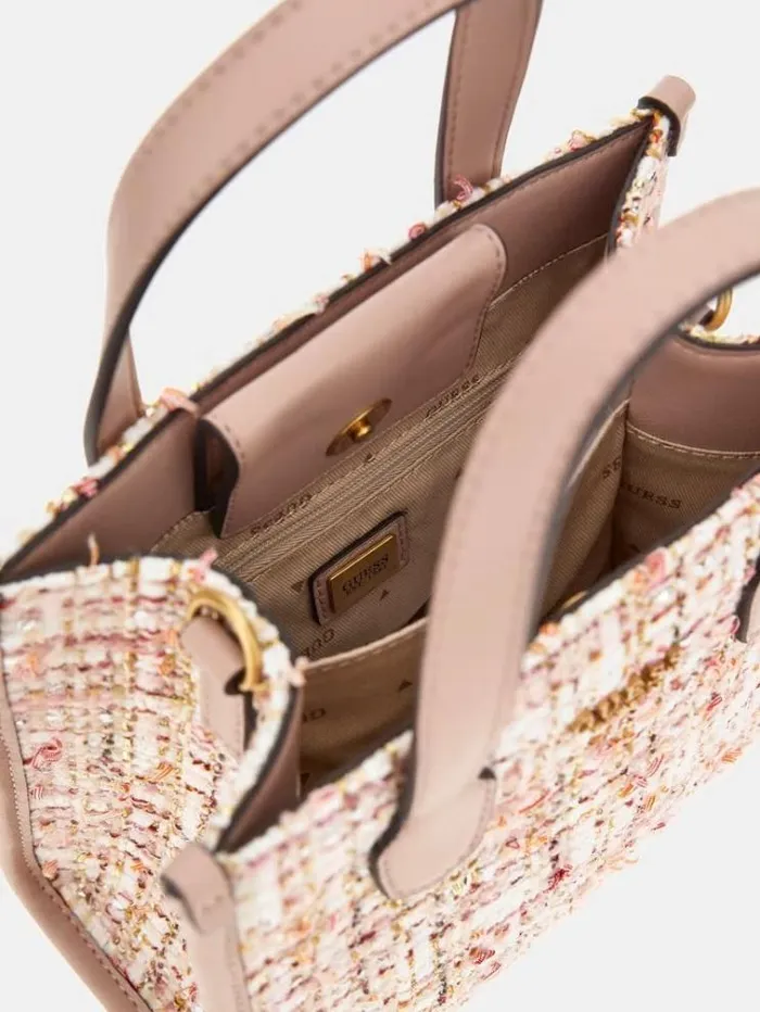 Women Silvana Tweed Mini Handbag Multi Pink Guess Handbags
