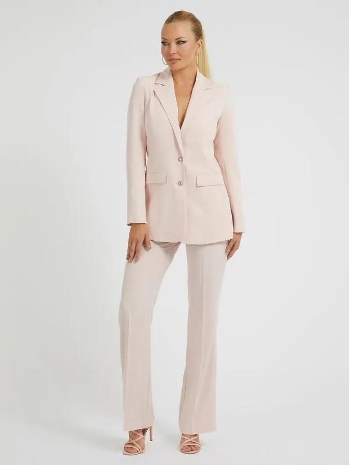 Women Singlebreasted Blazer Powder Pink Guess Coats And Jackets