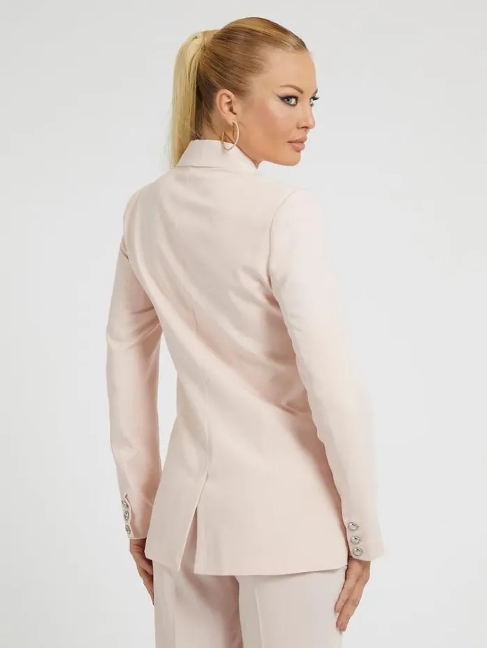 Women Singlebreasted Blazer Powder Pink Guess Coats And Jackets