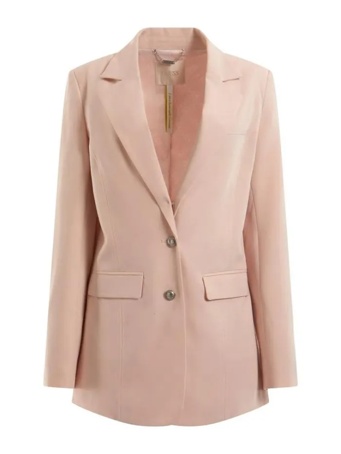 Women Singlebreasted Blazer Powder Pink Guess Coats And Jackets