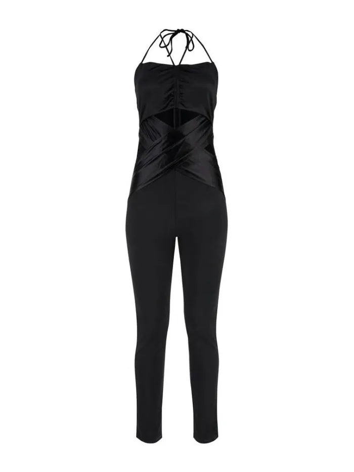 Women Skinny Fit Jumpsuit Black Guess Dresses And Jumpsuits