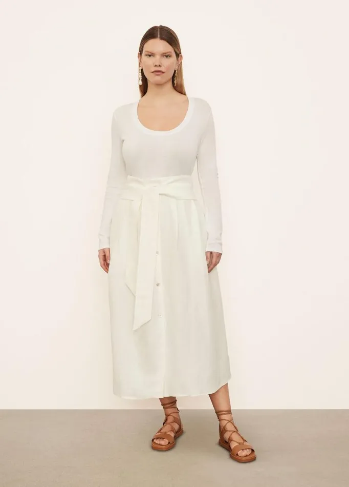 Women Skirts Vince Belted ButtonFront Skirt Off White