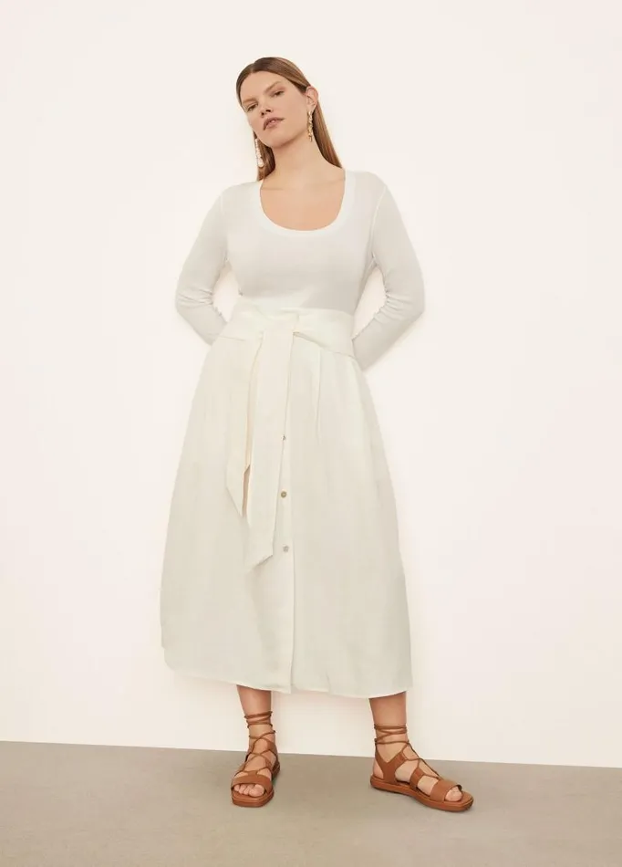 Women Skirts Vince Belted ButtonFront Skirt Off White