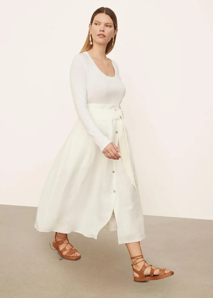Women Skirts Vince Belted ButtonFront Skirt Off White