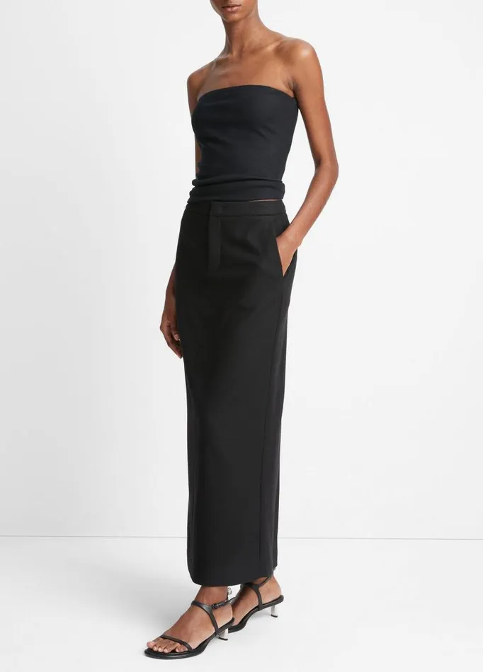 Women Skirts Vince Brushed Flannel Maxi Skirt Black