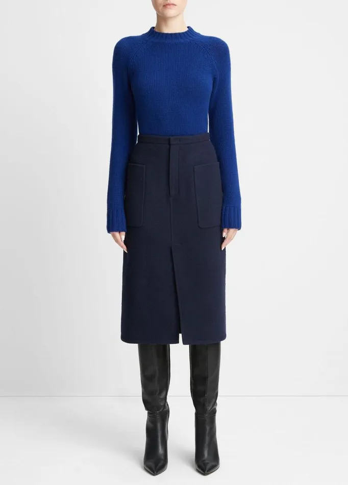 Women Skirts Vince Brushed WoolBlend Pencil Skirt Deep Caspian