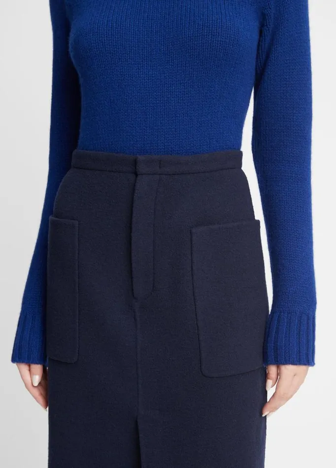 Women Skirts Vince Brushed WoolBlend Pencil Skirt Deep Caspian