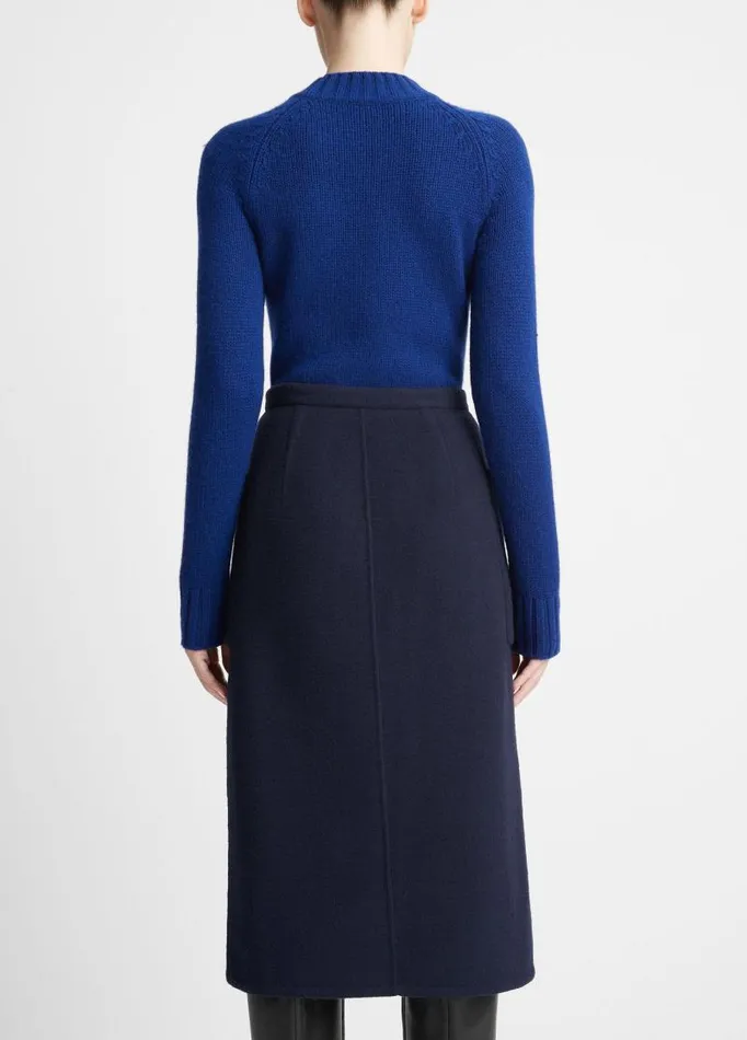 Women Skirts Vince Brushed WoolBlend Pencil Skirt Deep Caspian