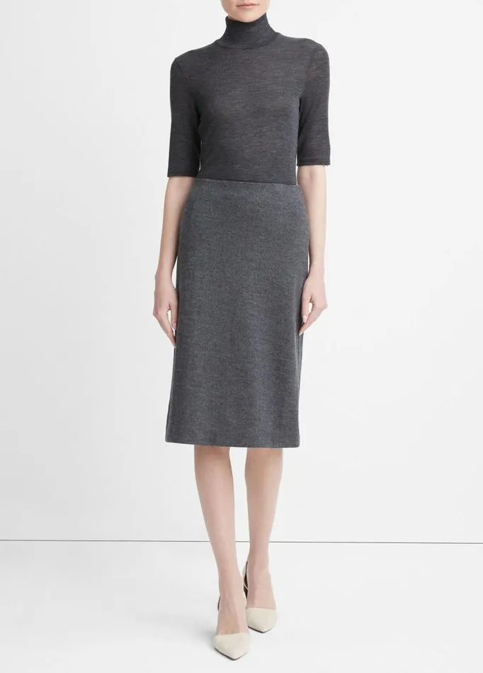Women Skirts Vince Cozy Wool Fitted Slip Skirt Heather Charcoal