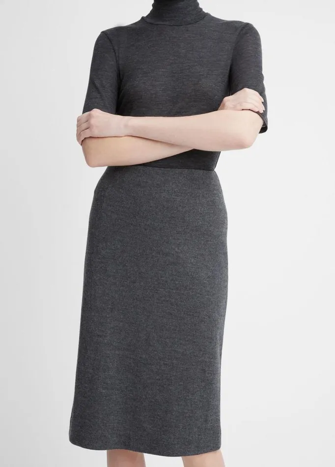 Women Skirts Vince Cozy Wool Fitted Slip Skirt Heather Charcoal