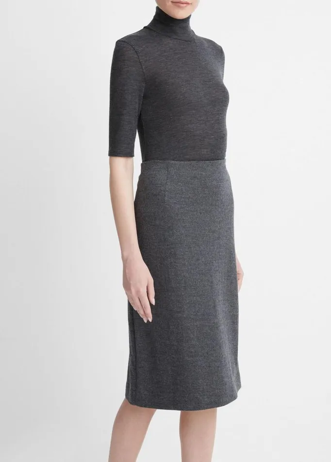 Women Skirts Vince Cozy Wool Fitted Slip Skirt Heather Charcoal