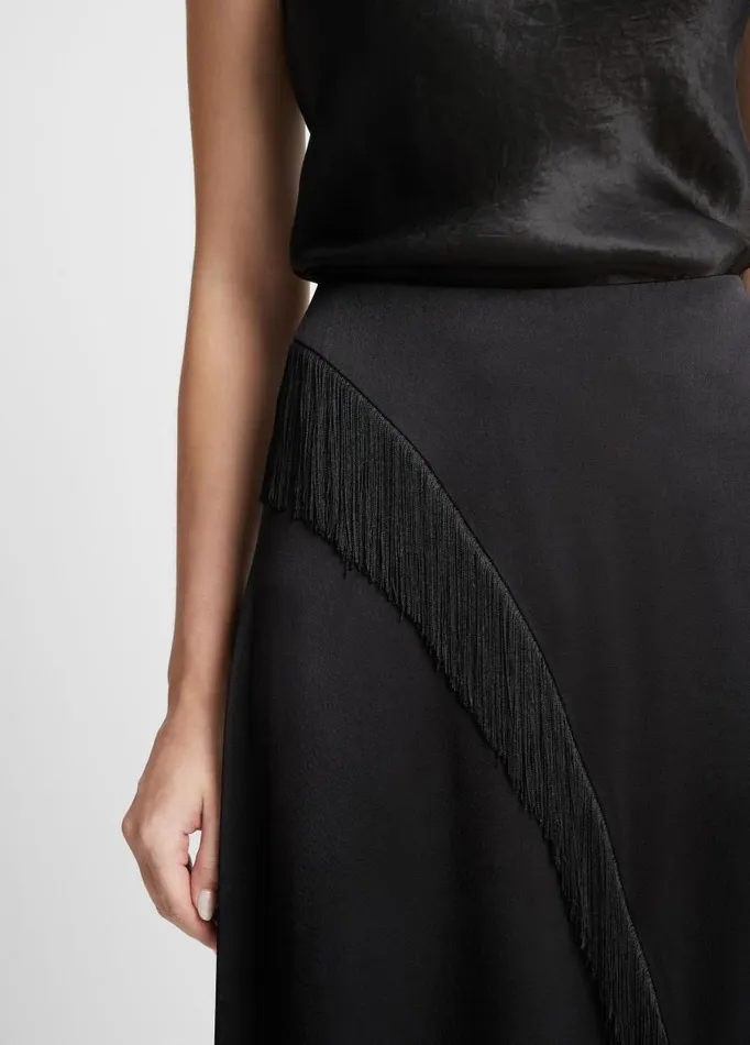 Women Skirts Vince Fringe Draped Asymmetric Skirt Black