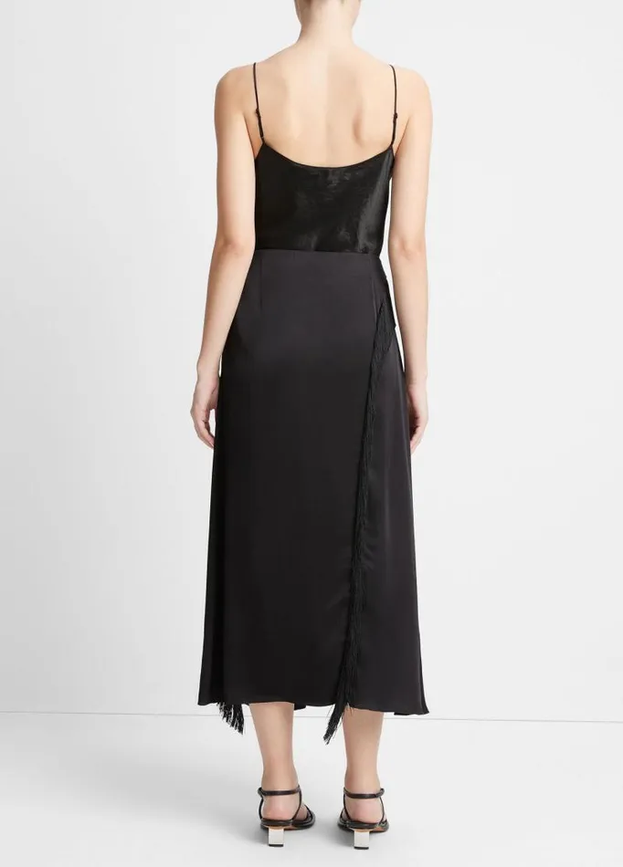 Women Skirts Vince Fringe Draped Asymmetric Skirt Black
