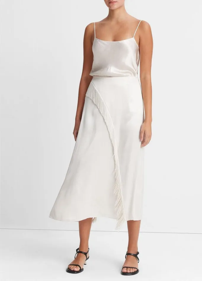 Women Skirts Vince Fringe Draped Asymmetric Skirt Sandstone