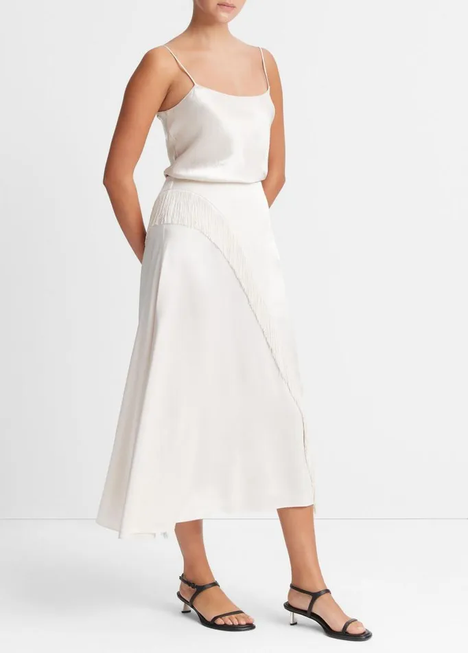 Women Skirts Vince Fringe Draped Asymmetric Skirt Sandstone