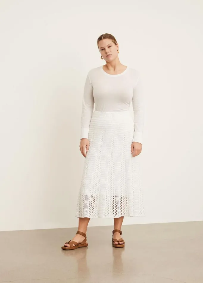 Women Skirts Vince Godet Crochet Skirt Optic White