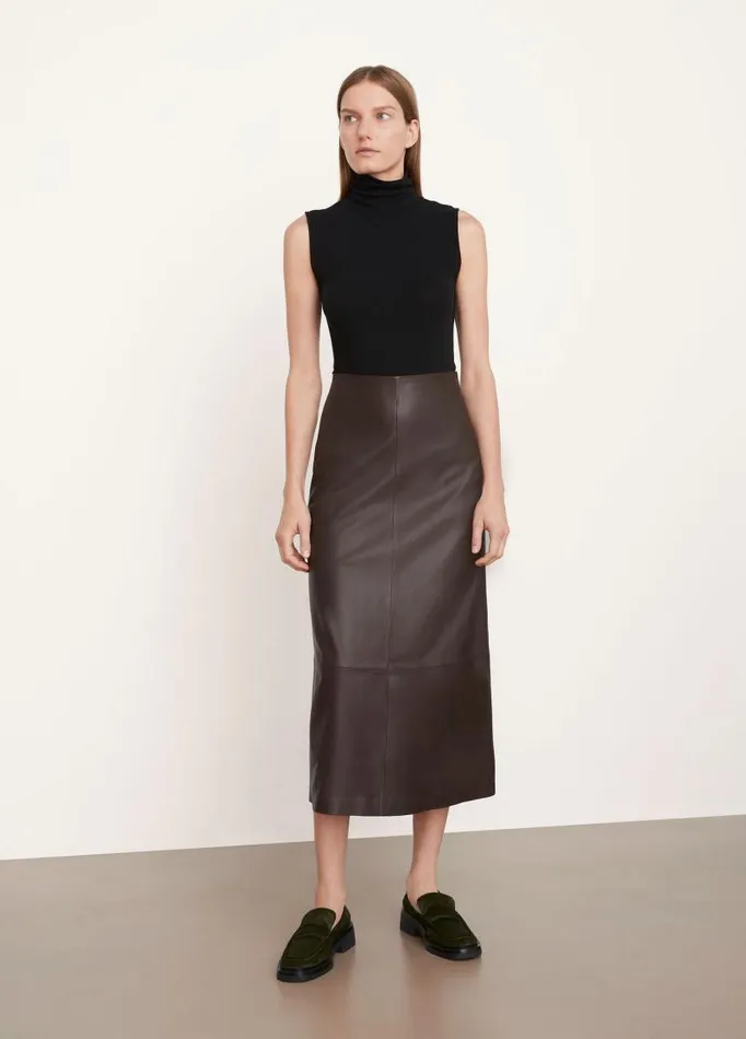 Women Skirts Vince Leather Straight Skirt Hickory