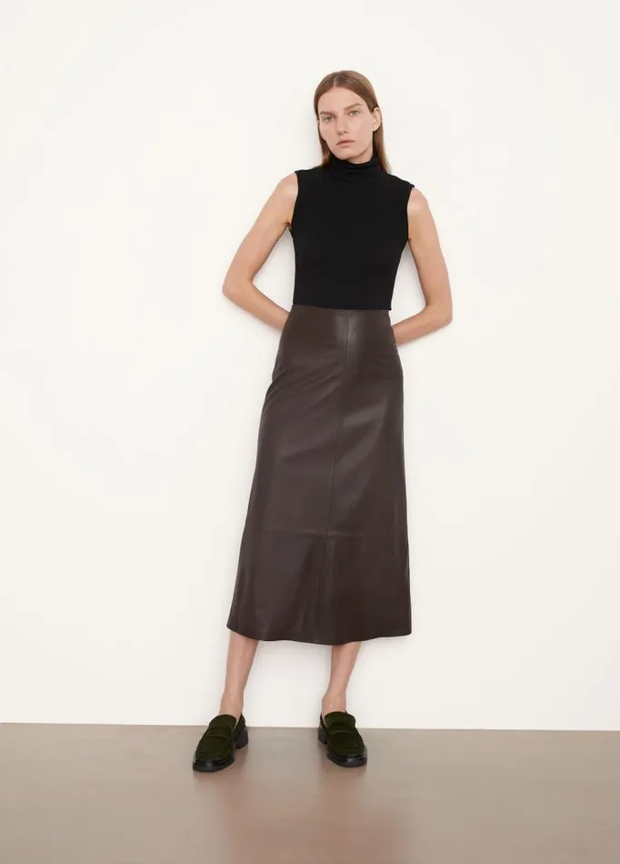 Women Skirts Vince Leather Straight Skirt Hickory