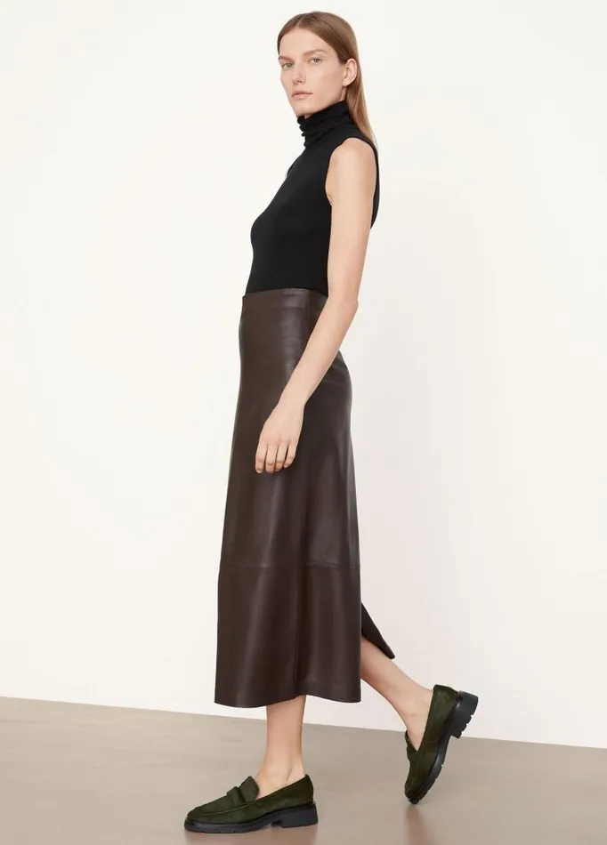 Women Skirts Vince Leather Straight Skirt Hickory
