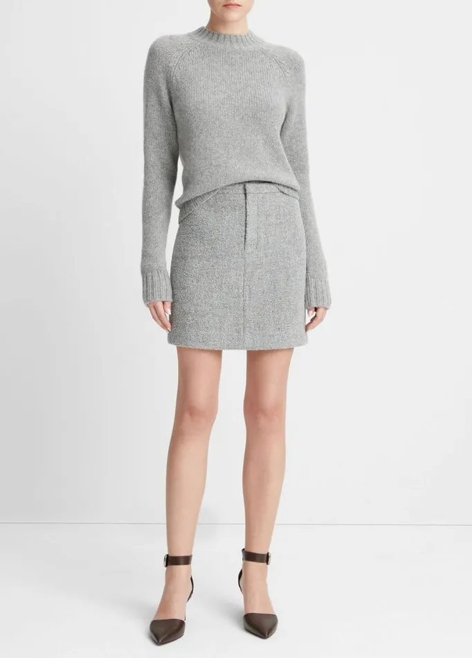 Women Skirts Vince PebbleTextured Mini Skirt Silver Dust