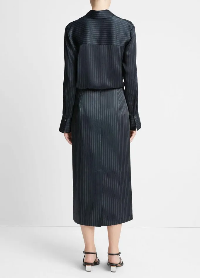 Women Skirts Vince Pinstripe Lean Pencil Skirt Dark Obsidian