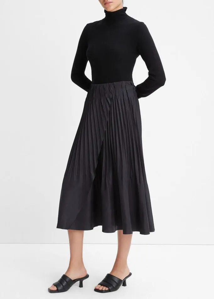Women Skirts Vince PintuckPleated PullOn Skirt Black